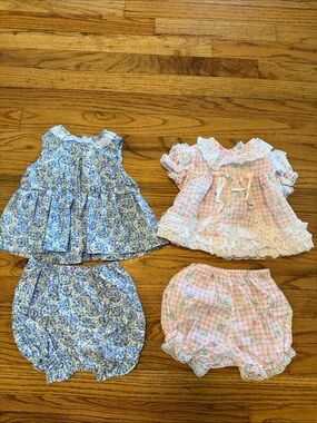 Blue Floral & Pink Plaid Baby Matching Underwear Set